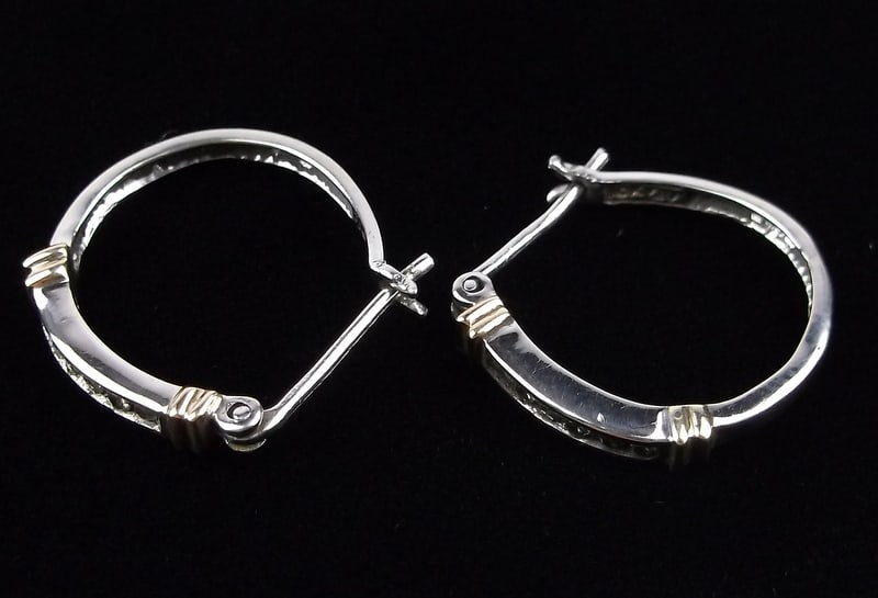 Mint Vintage 10kt White Yellow Gold Diamond Earrings 1.85g (1 of 6)