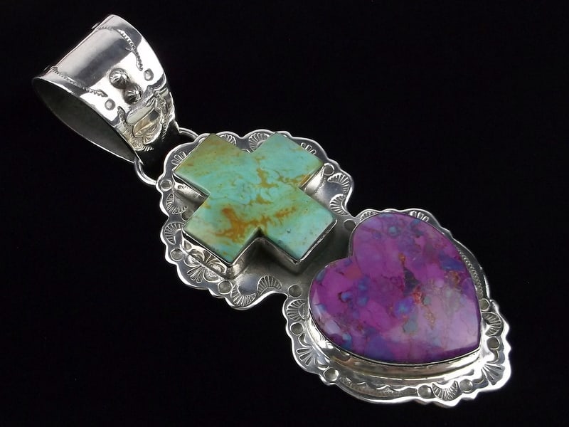 Mint Huge Navajo Dan Dodson Sterling Turquoise Spiny Pendant: handmade Genuine Navajo Sterling Silver in Excellent Condition