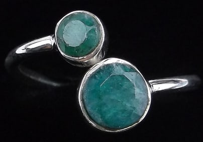 New Sterling Silver .50 cttw Emerald Ring Adjustable 6-8