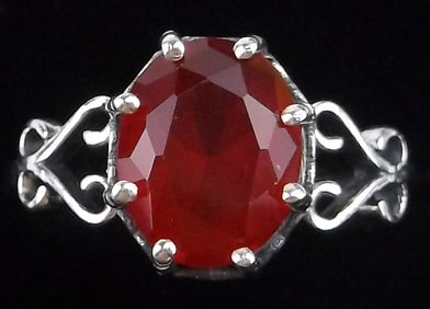New Sterling Silver 2ct Red Tourmaline Ring 7.5