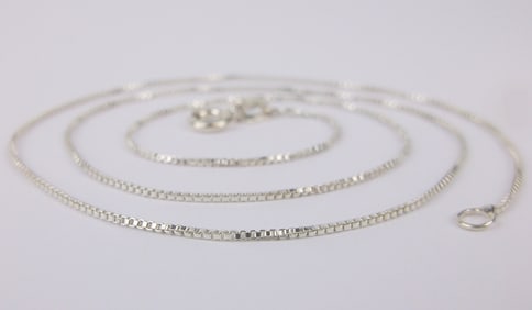 New Vintage Italian Sterling Silver Box Chain Necklace 18"