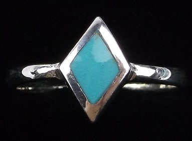 New Sterling Silver Turquoise Diamond Shaped Ring 6