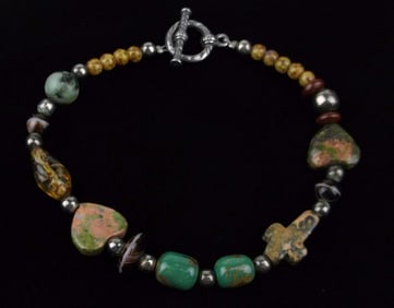 Mint Vintage Sterling Silver Turquoise Jasper Bracelet 8"