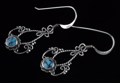 Mint Vintage Sterling Silver Turquoise Drop Earrings