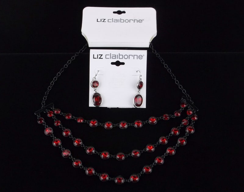 New Rhinestone Liz Claiborne Necklace Earrings 20" $52: new condition