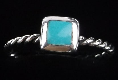 New Sterling Silver Twist Turquoise Ring 7.5