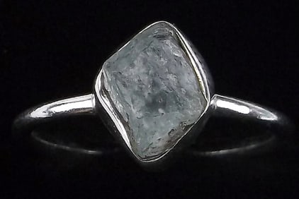 New Sterling Silver .75ct Raw Aquamarine Ring 7.5