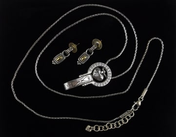 Gorgeous Vintage Brighton Necklace Earrings Set 36"