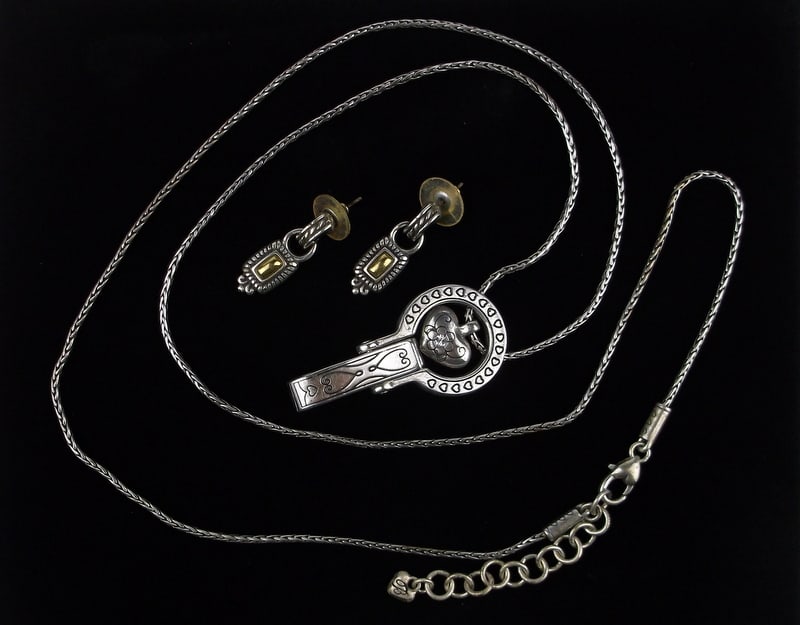 Gorgeous Vintage Brighton Necklace Earrings Set 36": excellent condition