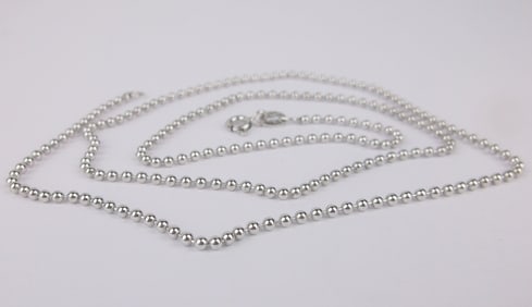 New Vintage Italian Sterling Silver Ball Chain Necklace 20"