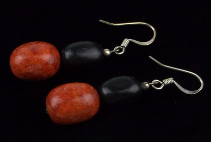 Stunning Vintage Red Coral Drop Earrings