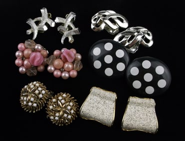 6 Gorgeous Vintage 1950s-70s Earrings Sets Lot