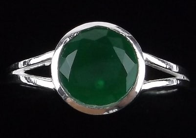 New Sterling Silver Green Chalcedony Ring 6.5