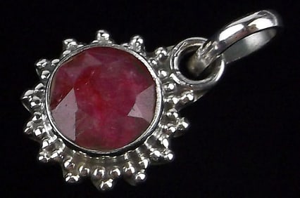 New Sterling Silver Bali Sun 1ct Ruby Pendant