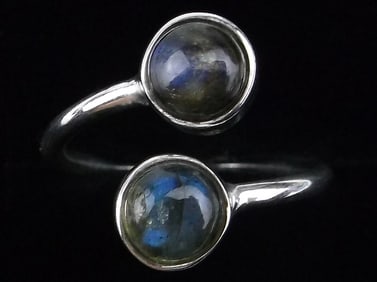 New Sterling Silver Labradorite Adjustable Ring 6-8
