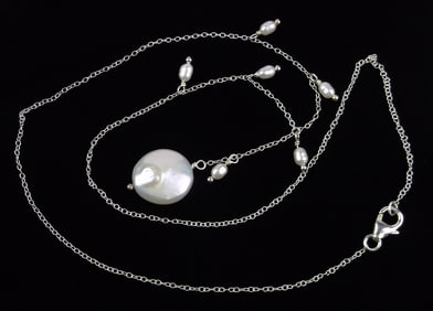 New Sterling Silver MOP Pearl Chain Necklace 20"
