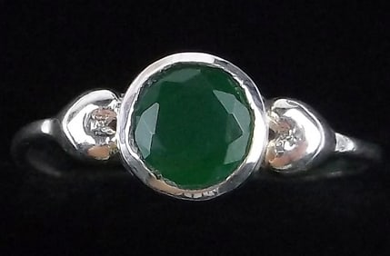 New Sterling Silver Green Chalcedony Ring 6.5