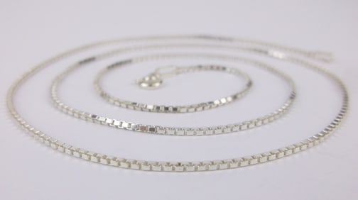 New Vintage Italian Sterling Silver Box Chain Necklace 20"