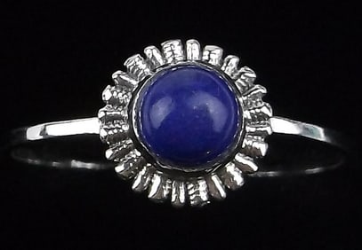 New Sterling Silver Lapis Sun Ring 8