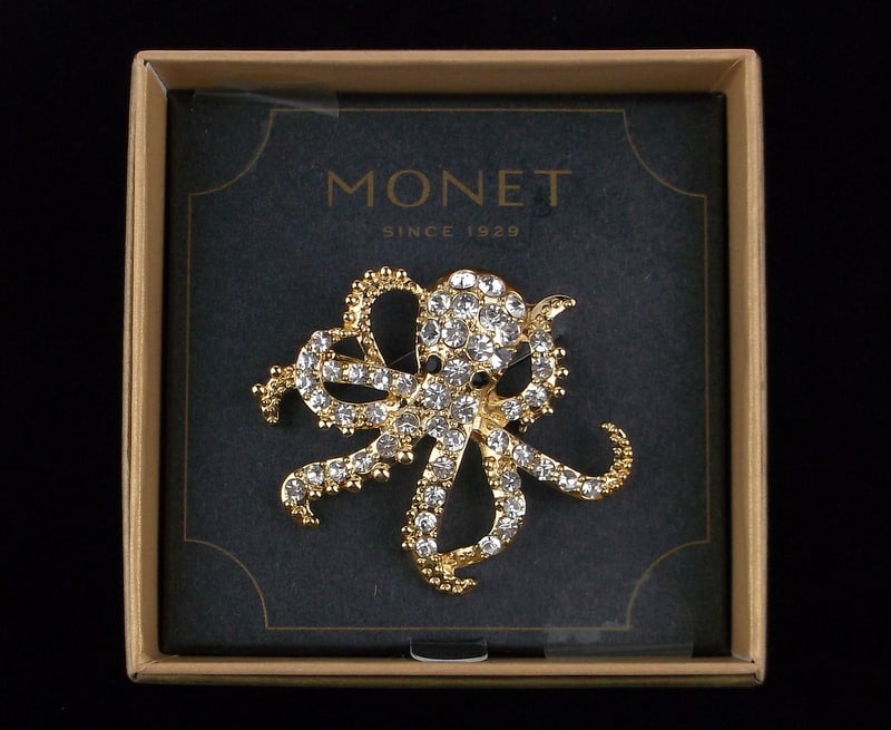 New Boxed Monet Enameled Rhinestone Octopus Brooch $26 (1 of 3)