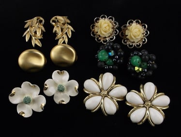 6 Gorgeous Vintage 1950s-70s Earrings Sets Lot