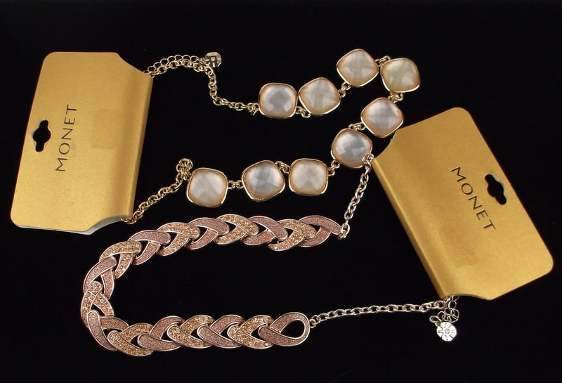 2 New Monet Rhinestone Necklace Lot 20" $68: new condition