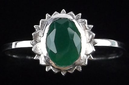 New Sterling Silver Green Chalcedony Ring 7