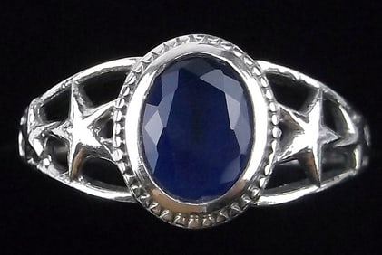 New Sterling Silver 1ct Blue Chalcedony Star Ring 8
