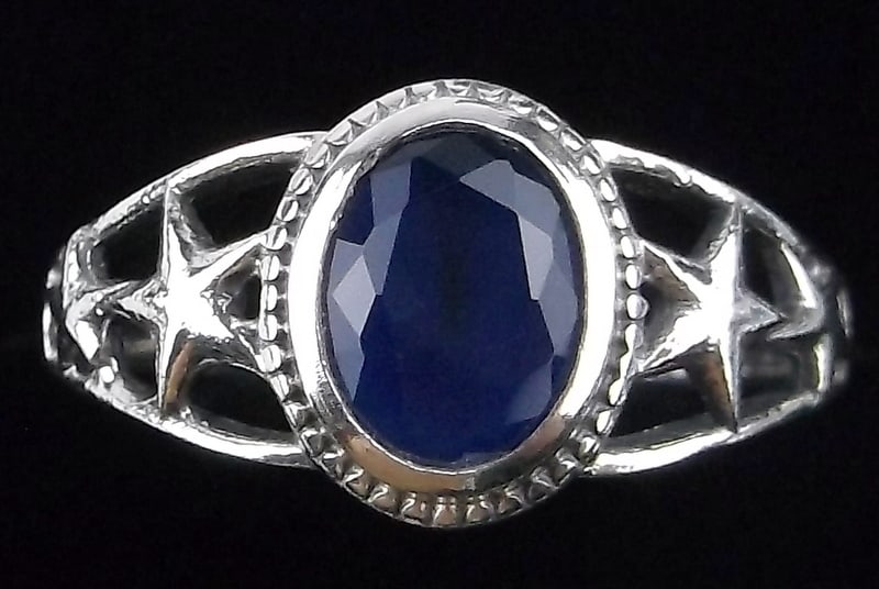 New Sterling Silver 1ct Blue Chalcedony Star Ring 8 (1 of 2)