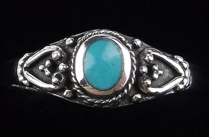 New Bali Sterling Silver Turquoise Ring 7.5