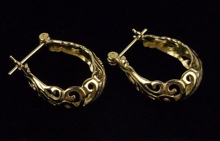 Mint Vintage Gold Over Sterling Ornate Drop Earrings