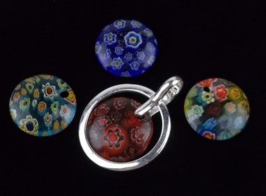 Stunning Sterling Silver Art Glass Pendant Interchangeable