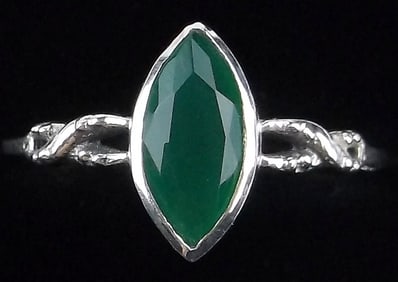 New Sterling Silver Green Chalcedony Branch Ring 8