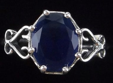 New Sterling Silver 2ct Blue Chalcedony Crown Ring 8.5