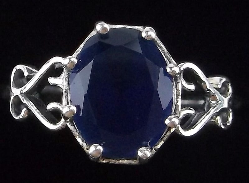 New Sterling Silver 2ct Blue Chalcedony Crown Ring 8.5 (1 of 2)