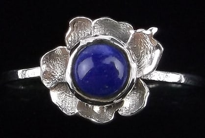 New Sterling Silver Lapis Flower Ring 7