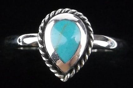 New Sterling Silver Turquoise Teardrop Ring 4