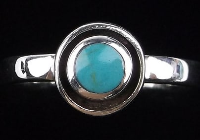 New Sterling Silver Turquoise Bullseye Ring 7