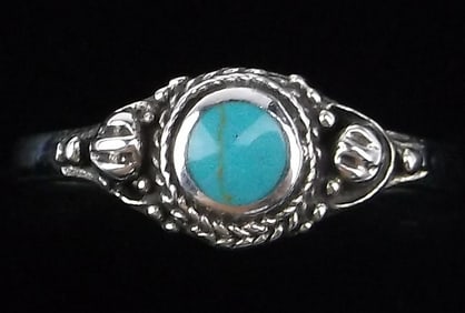 New Bali Sterling Silver Turquoise Ring 5.75