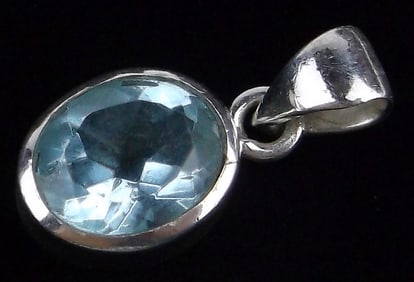 New Sterling Silver Blue Stone Pendant