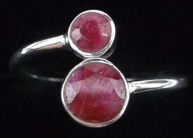 New Sterling Silver .50cttw Ruby Ring Adjustable 7-9