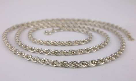 Mint Vint Thick Italian Sterling Silver Rope Chain Necklace 24"