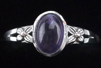 New Sterling Silver Amethyst Flower Ring 6