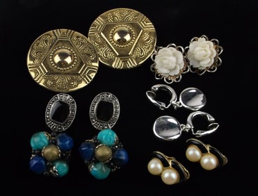 6 Gorgeous Vintage 1960s-80s Earrings Sets Lot