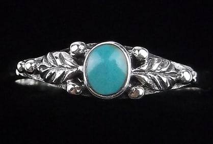 New Bali Sterling Silver Turquoise Feather Ring 6.5