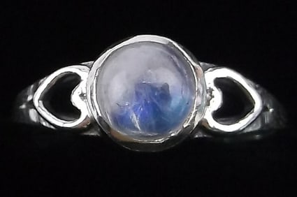 New Sterling Silver Moonstone Heart Ring 6