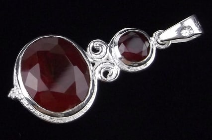 New Sterling Silver Red Tourmaline Pendant