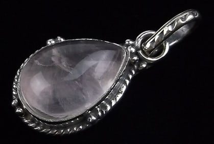 New Bali Sterling Silver Rose Quartz Pendant