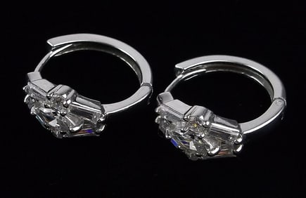Mint Sterling Silver Hug Tight Hoop CZ Earrings