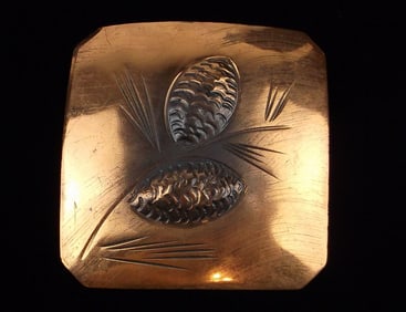 Stunning Vint 1960s Stuart NYE Copper Pinecone Brooch